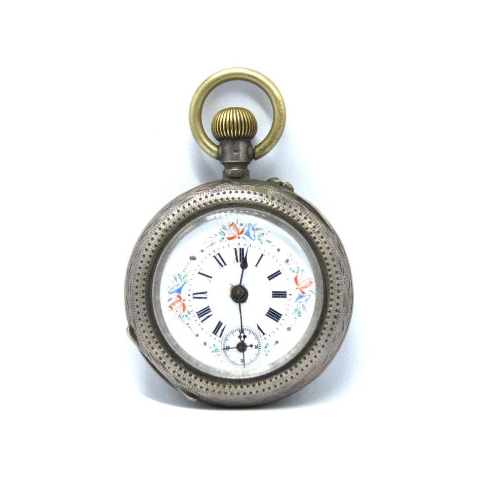 Orologio da tasca in argento floreale ~ Arte Vintage Shop