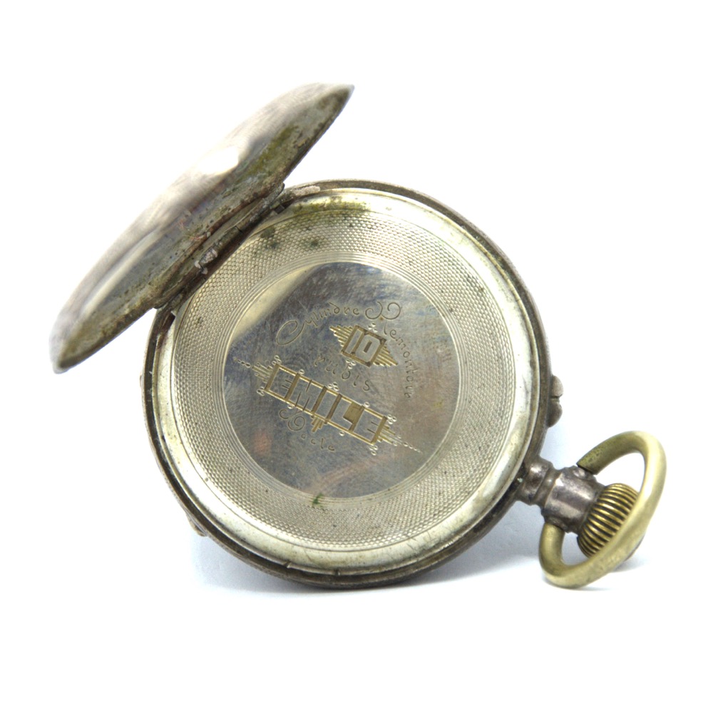 Orologio da tasca in argento floreale ~ Arte Vintage Shop